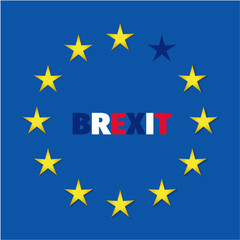 Флаг Европейского Союза, одна звезда отсутствует, в центре надпись brexit.
