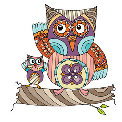 Fototapeta premium Owl Doodle Vector