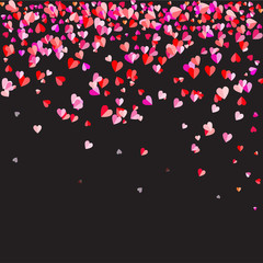 The black background was strewn with hearts shape.