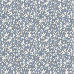 Seamless background in the style of blue damask