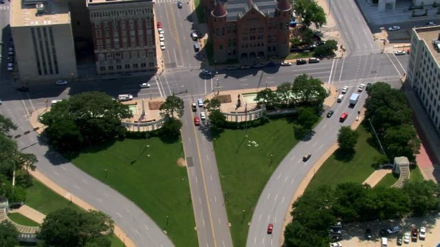 Aerial view of Dealey Plaza, Dallas, Texas. Shot in 2007.