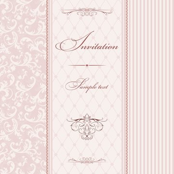 Wedding invitation cards baroque pink