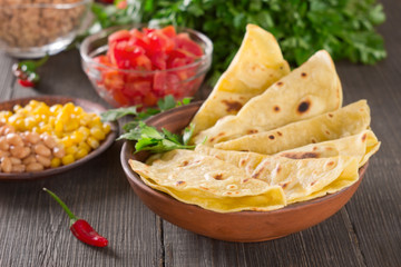 Homemade mexican tortilla