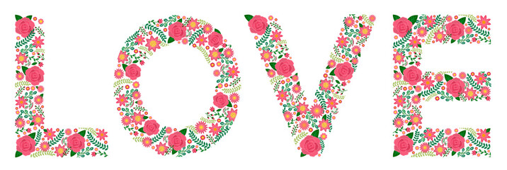 LOVE word roses - flower font