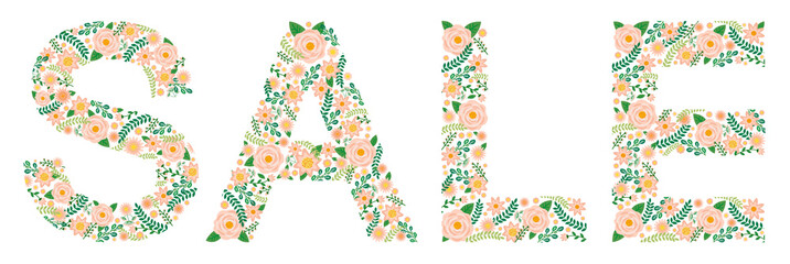 SALE text written with peonies - flower font