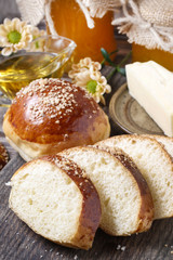 Tasty breakfast: sweet buns