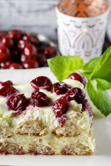 Cherry cake with lady finger biscuits