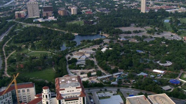 Flight past Hermann Park, location of the Houston Zoo. Shot in 2007.