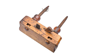 old carpenter's plane on wood