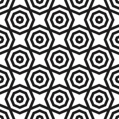 Vector seamless texture. Modern stylish texture. Repeating geometric tiles with octagons. Monochrome graphic design.