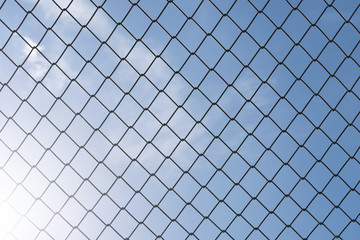 Steel Wire Mesh on the sky background .