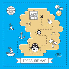 Pirate treasure island vector map