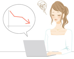 グラフ　マイナス　不景気　女性