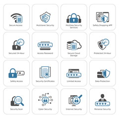 Flat Design Security and Protection Icons Set.