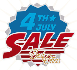 Poster Announcing 4th July Special Offers, Vector Illustration