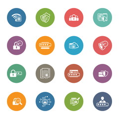 Flat Design Security and Protection Icons Set.