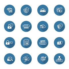Flat Design Security and Protection Icons Set.
