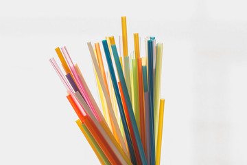 Multi Color flexible straws  on  white background