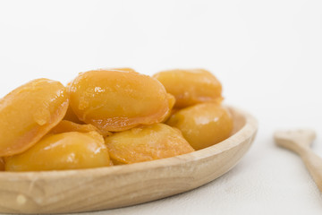 Sweet Jackfruit Seeds,Thai dessert on the wood dish