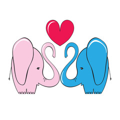 Love elephants. Vector illustration