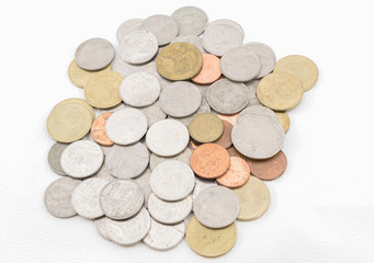 Thai coins  on a white background.