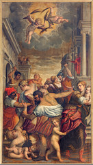 BRESCIA, ITALY - MAY 22, 2016: The painting Massacre of the Innocent in church Chiesa di Santa Maria del Carmine (holy Innocents chapel) by Pietro Marone (1548 - 1625).