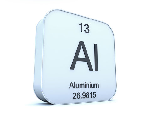 Aluminium element on white square icon