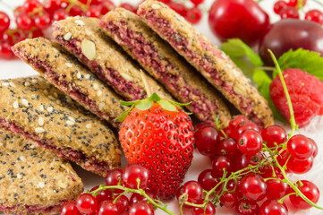 Biscuits with strawberry currant and cherry