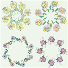 Set of hand drawn beautiful floral frames