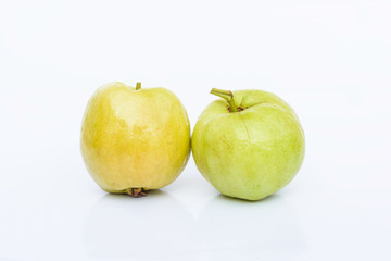 Twin guava on white background