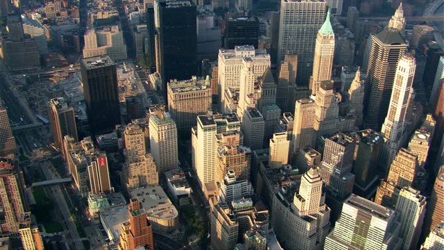 Flight south from Ground Zero over Battery Park. Shot in 2003.