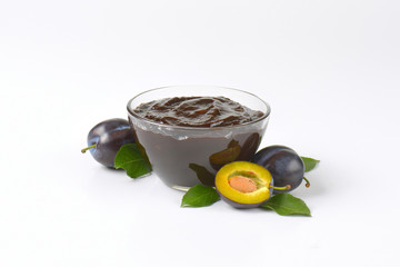 bowl of damson plum preserve