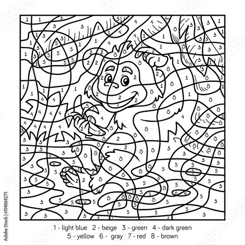 "Color by number, monkey" Stock image and royalty-free vector files on ...