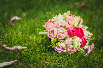 wedding bouquet on the grass