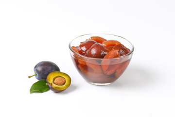 Bowl of plum compote