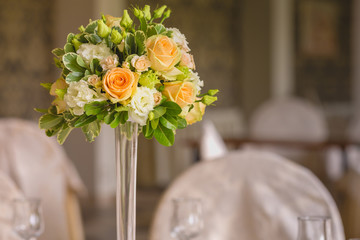 flower composition in the restaurant