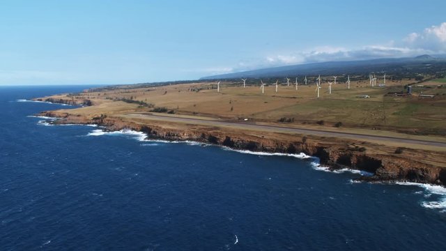 Wind farm near Upolu Airport on the north shore of the Big Island, Hawaii. Shot in 2010.