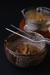 Very light and tasty soup with fish, sprouts