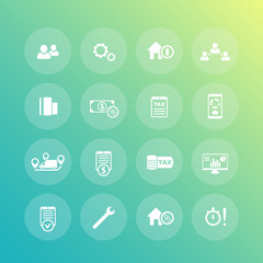 16 finance, costs, rates icons set