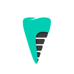 Dental implant lab logo vector template, tooth flat icon symbol, concept of teeth recovery technology emblem, prosthesis modern design illustration isolated on white