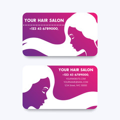Business card design for hair salon, hairdresser, vector illustration