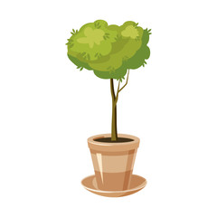 Pot tree icon in cartoon style isolated on white background. Gardening symbol