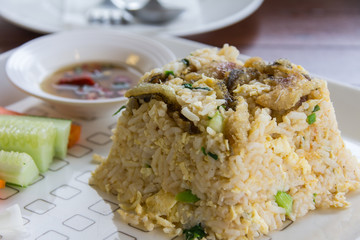 fried rice with trichogaster pectoralis thai food