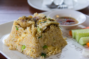 fried rice with trichogaster pectoralis thai food