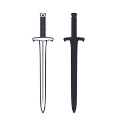 medieval sword isolated on white, vector illustration