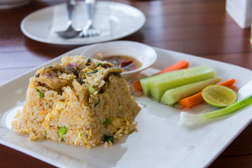 fried rice with trichogaster pectoralis thai food