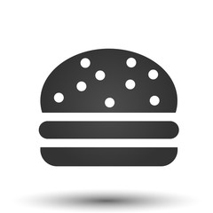 Burger icon. Simple flat logo of burger isolated on white background. Fastfood vector illustration.