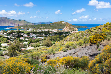 Aerial view of Vulcano, Aeolian Islands near Sicily, Italy