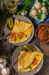 Omelet with chorizo and cheddar cheese