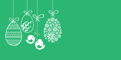 Happy Easter card, wishes, garland